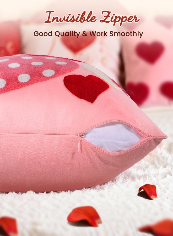 Kokaaee Valentines Pillow Cover 18x18 Inch - Embroidered Valentines Day Colorful Hearts Design Throw Pillow Cover Decorations Soft Cushion Case Home Decor for Couch, Sofa, or Bed(1 Pack) - Image 3