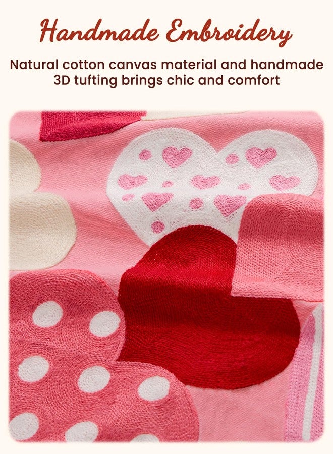 Kokaaee Valentines Pillow Cover 18x18 Inch - Embroidered Valentines Day Colorful Hearts Design Throw Pillow Cover Decorations Soft Cushion Case Home Decor for Couch, Sofa, or Bed(1 Pack) - Image 2