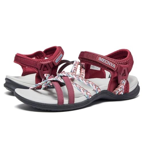 MEGNYA Comfortable Hiking Sandals for Women, Lightweight Cushion Foam Sole Walking Slides Camping, Cute Sports Sandals Adjustable Hook Loop Straps Size 8 - Image 1