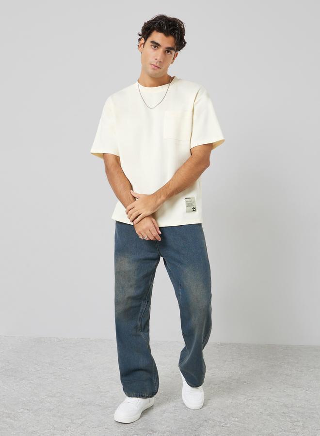 Styli Men Oversized Compact Stretch Heavy Jersey T-Shirt with Badge - Image 2