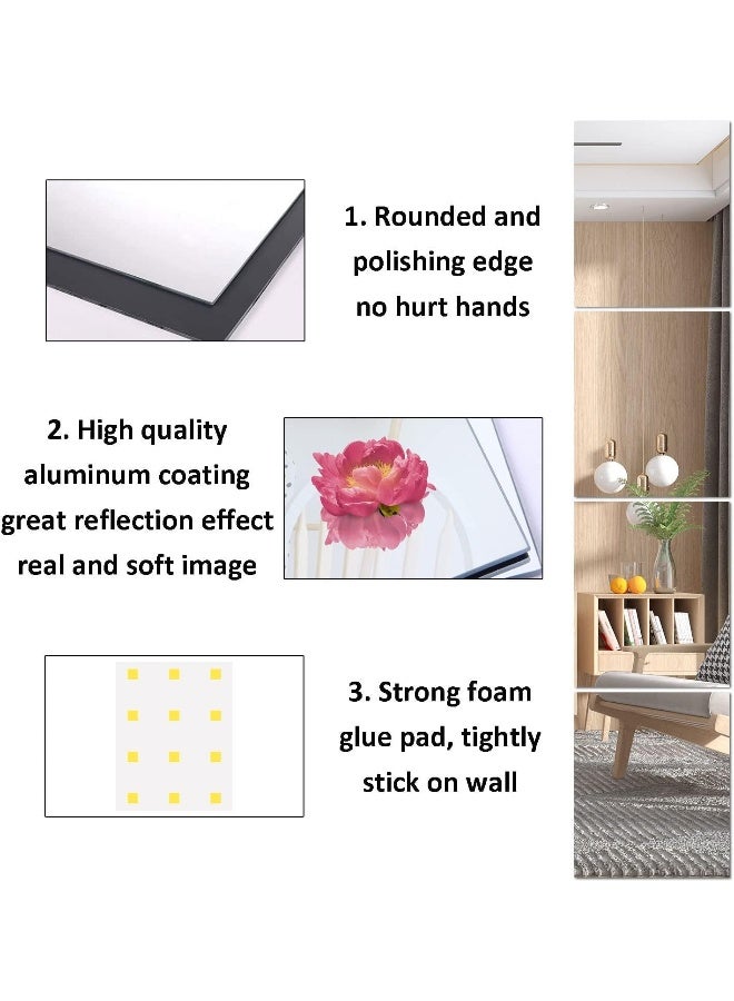 TPGP بلاط مرآة ذاتي اللصق كبير ورقة مرآة أكريليك سميكة بلاط مرآة حائط غير زجاجي مرآة لاصقة للجسم مرآة حائط بطول كامل للحمام، غرفة النوم، الباب - Image 4