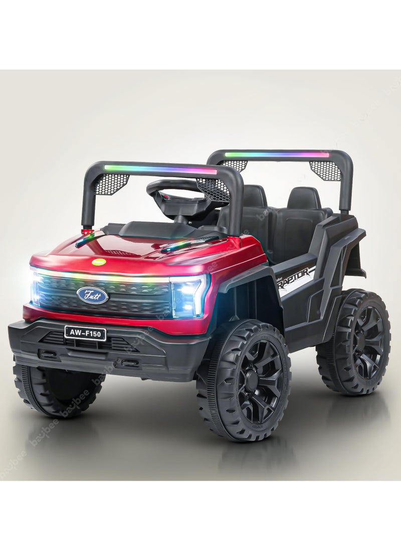 BAYBEE - Sphinx Battery Operated Jeep for Kids Rechargeable Battery Car for Kids with Music Led Light Ride On Kids Car Jeep Racing Baby Big Car Electric Car for Kids Childrens Boy Girl Red - Image 1