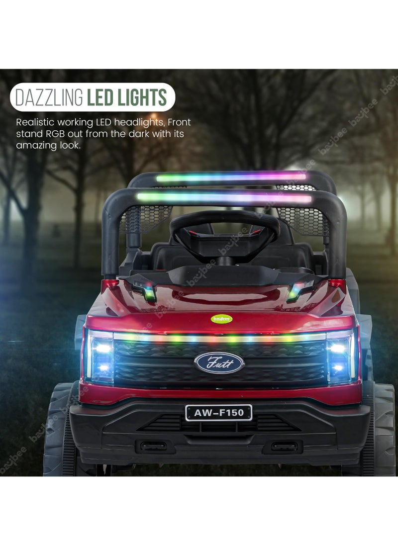 BAYBEE - Sphinx Battery Operated Jeep for Kids Rechargeable Battery Car for Kids with Music Led Light Ride On Kids Car Jeep Racing Baby Big Car Electric Car for Kids Childrens Boy Girl Red - Image 1