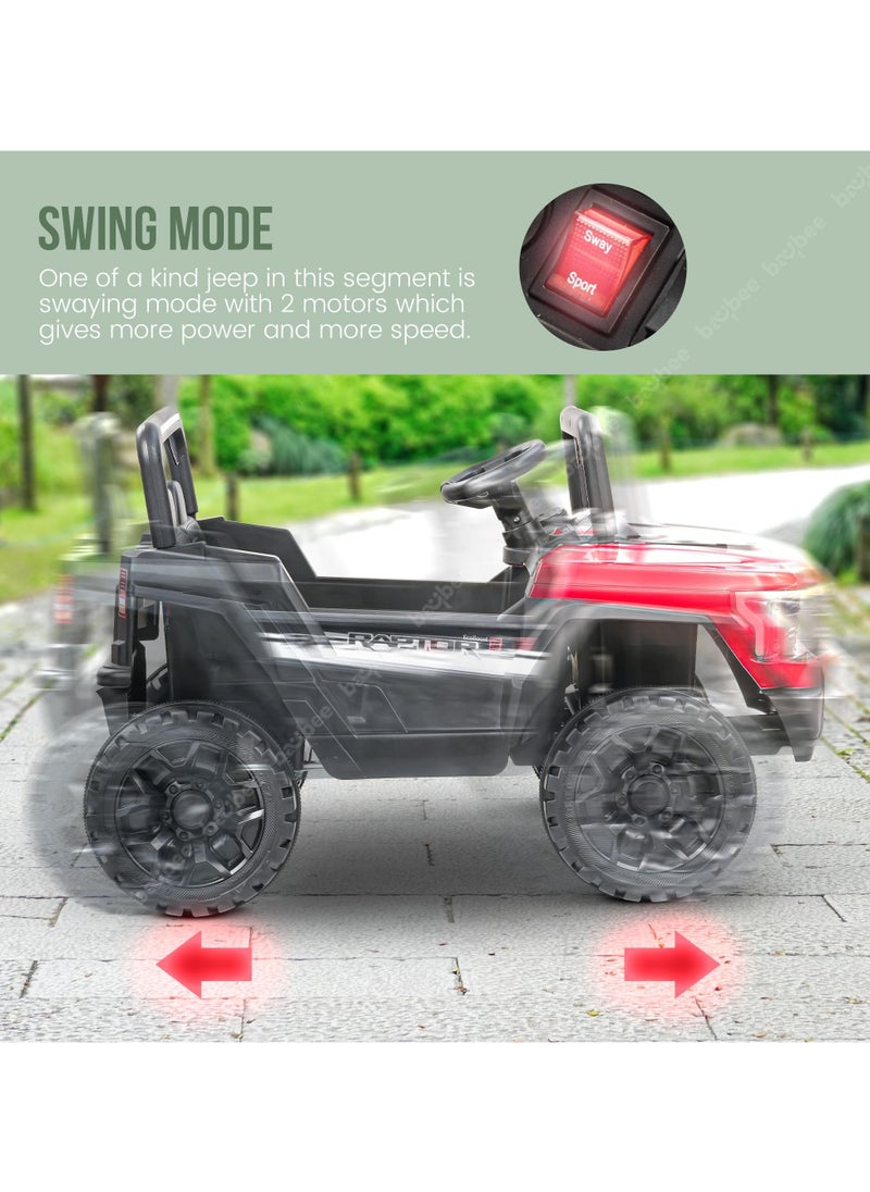 BAYBEE - Sphinx Battery Operated Jeep for Kids Rechargeable Battery Car for Kids with Music Led Light Ride On Kids Car Jeep Racing Baby Big Car Electric Car for Kids Childrens Boy Girl Red - Image 1