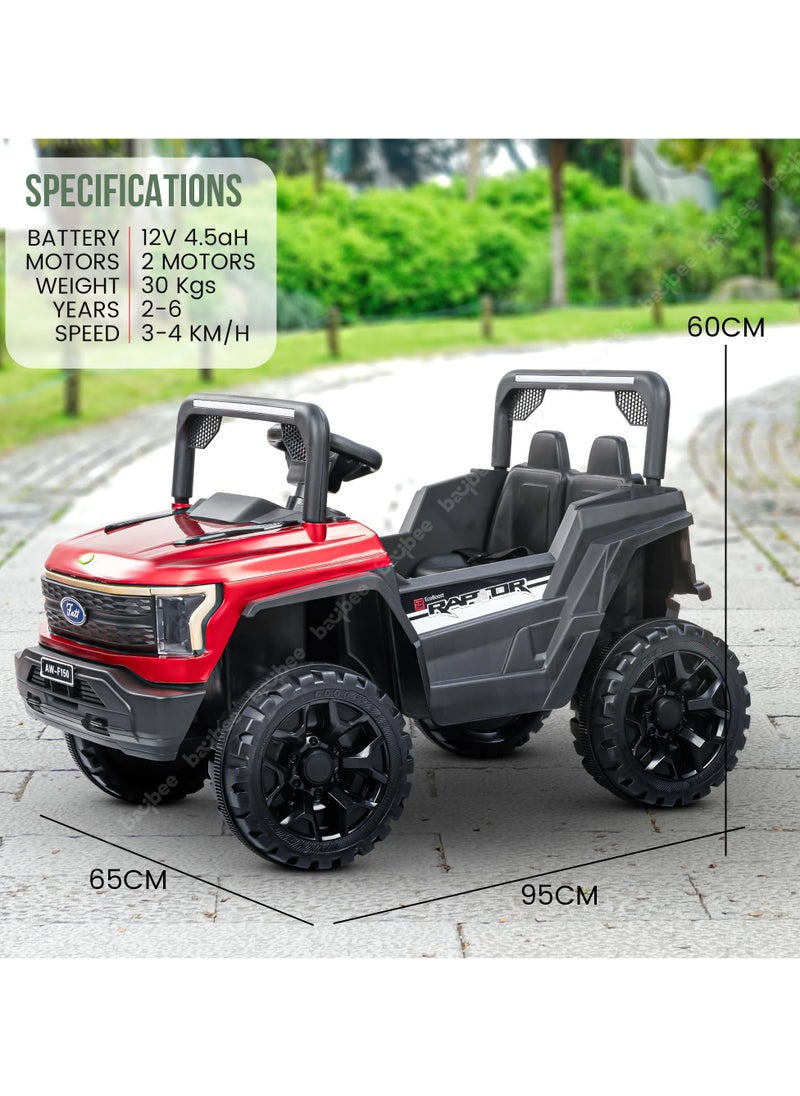 BAYBEE - Sphinx Battery Operated Jeep for Kids Rechargeable Battery Car for Kids with Music Led Light Ride On Kids Car Jeep Racing Baby Big Car Electric Car for Kids Childrens Boy Girl Red - Image 1