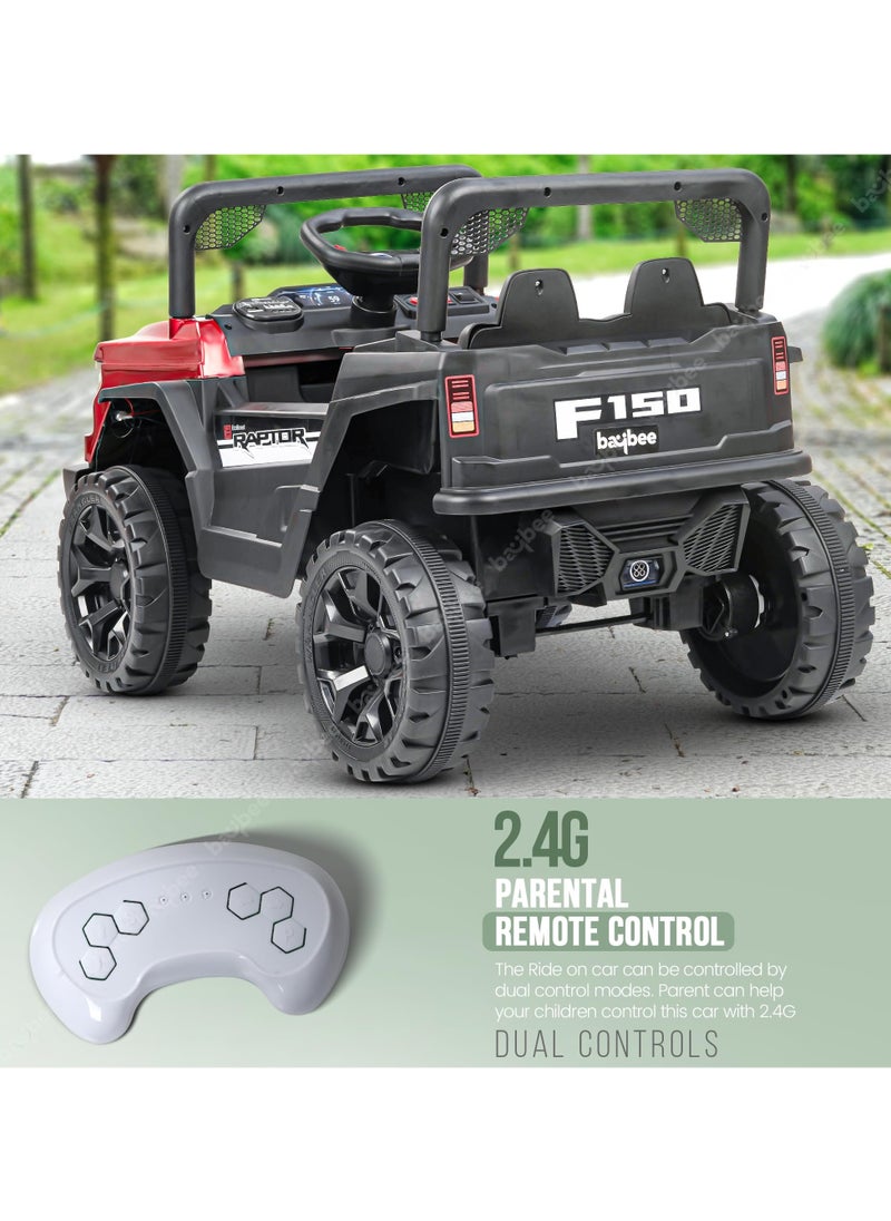 BAYBEE - Sphinx Battery Operated Jeep for Kids Rechargeable Battery Car for Kids with Music Led Light Ride On Kids Car Jeep Racing Baby Big Car Electric Car for Kids Childrens Boy Girl Red - Image 1