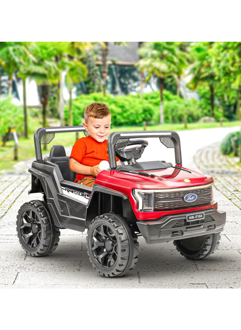 BAYBEE - Sphinx Battery Operated Jeep for Kids Rechargeable Battery Car for Kids with Music Led Light Ride On Kids Car Jeep Racing Baby Big Car Electric Car for Kids Childrens Boy Girl Red - Image 1