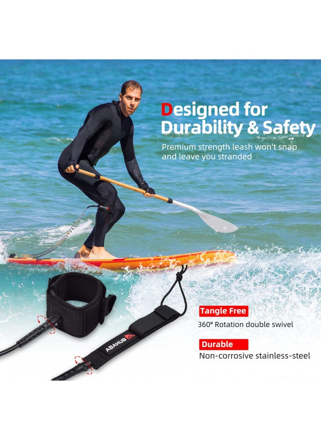 Abahub Abahub Premium Coil SUP Leash, 10 ft Blue Coiled Paddle Board Leashes, 7.2mm Thick Legrope Strap for Longboard Surfboards, Stand-up Paddleboards, iSUP Replacement Leg Rope  - Image 2