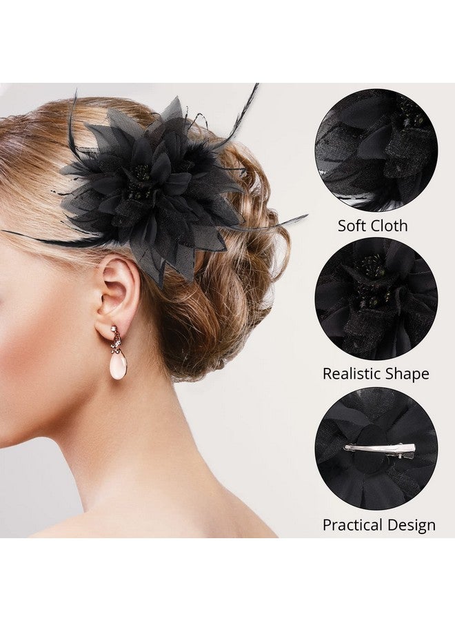 Sibba Flower Hats Clips Hairpin Barrettes Rose Hair Dress Accessories Black Pin Floral Feather Women Girls Dresses For Travel Wedding Prom Party (Flower Stamens Style) - Image 4
