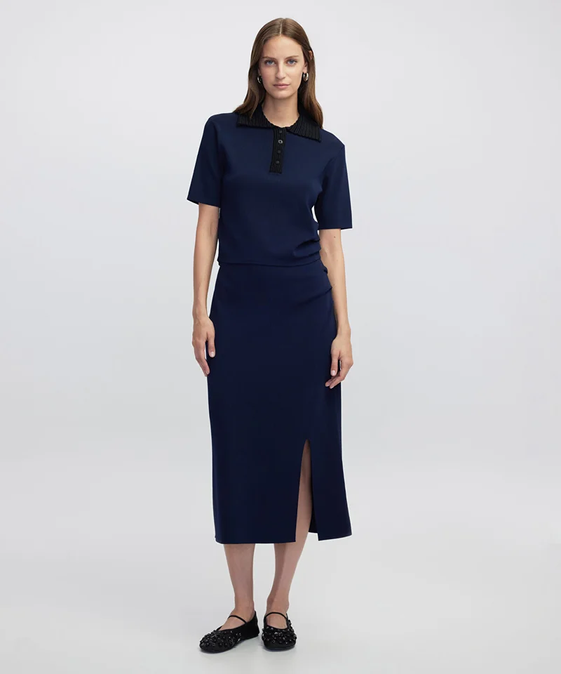Ipekyol Contrast Collar Knit Top
