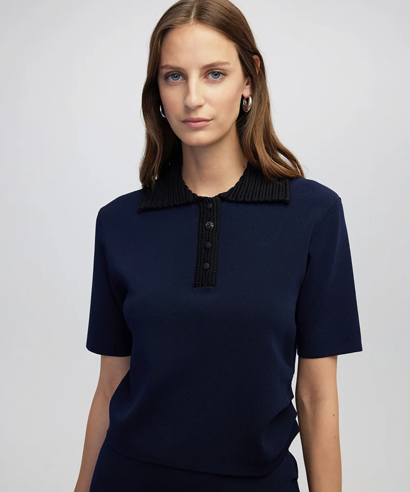 Ipekyol Contrast Collar Knit Top
