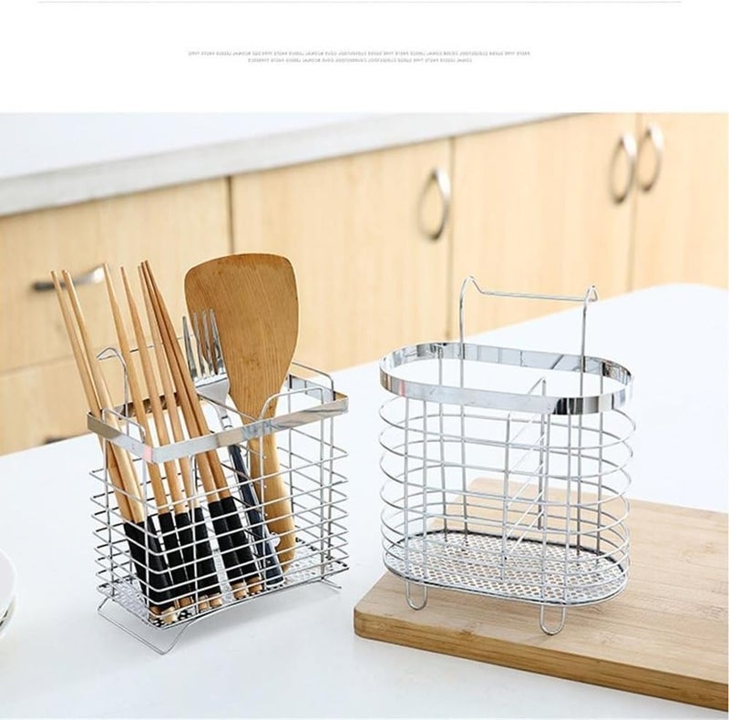 GLigeT Caddy Storage Basket Rack Spoon Fork Chopsticks Household Kitchen Stainless Steel Tool Tableware Draining Holder - Image 5