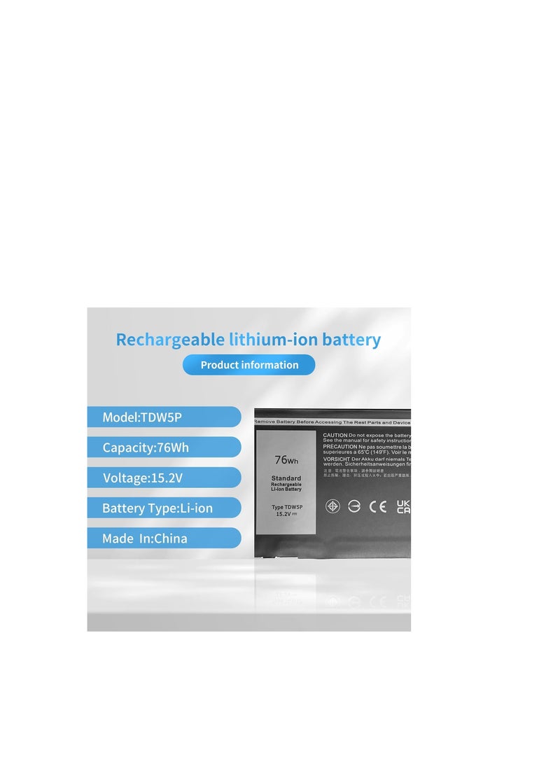 Terabyte TDW5P V9XD7 4RRR3 JFWX7 Laptop Battery Replacement for Alienware 13 R3 ALW13C D1738 D2718 D2728 D2738 D2838 D2508 D2503S D2506S D2715S - Image 2