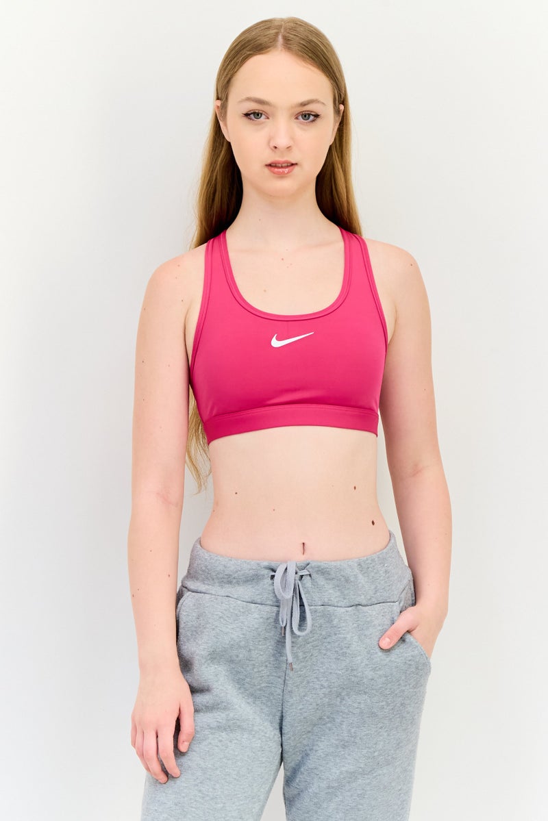 Nike حمالة صدر رياضية مبطنة للنساء بشعار العلامة التجارية، فوشيا - Image 1