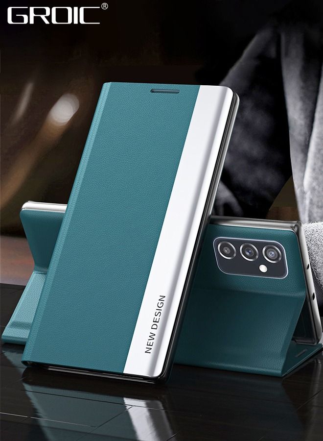 GROIC حافظة هاتف سامسونج جالاكسي A54 مقاس 6.4 بوصة، حافظة جلدية مع نافذة، غطاء قلاب مغناطيسي، غطاء هاتف بحامل قلاب أخضر - Image 1
