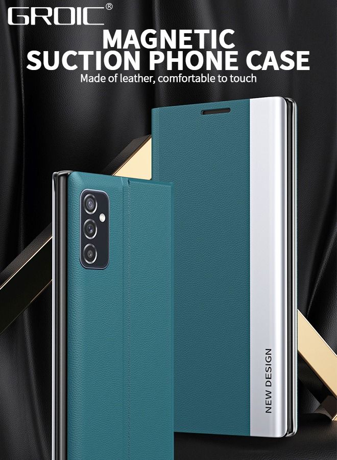 GROIC حافظة هاتف سامسونج جالاكسي A54 مقاس 6.4 بوصة، حافظة جلدية مع نافذة، غطاء قلاب مغناطيسي، غطاء هاتف بحامل قلاب أخضر - Image 2