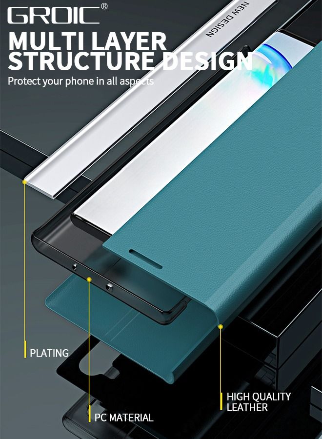 GROIC حافظة هاتف سامسونج جالاكسي A54 مقاس 6.4 بوصة، حافظة جلدية مع نافذة، غطاء قلاب مغناطيسي، غطاء هاتف بحامل قلاب أخضر - Image 3
