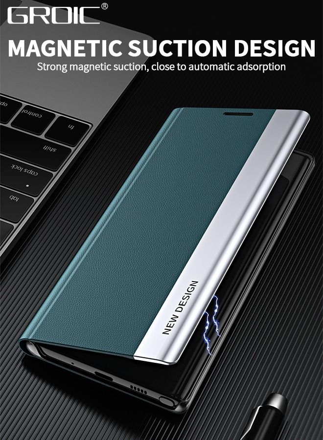 GROIC حافظة هاتف سامسونج جالاكسي A54 مقاس 6.4 بوصة، حافظة جلدية مع نافذة، غطاء قلاب مغناطيسي، غطاء هاتف بحامل قلاب أخضر - Image 5