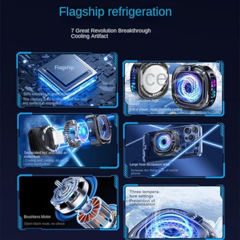 3-Level Mobile Phone Heat Sink with RGB Light - Phone Cooler, 10W Magnetic Smartphone Heatsink for Game Live Streaming Video Filming - Image 5