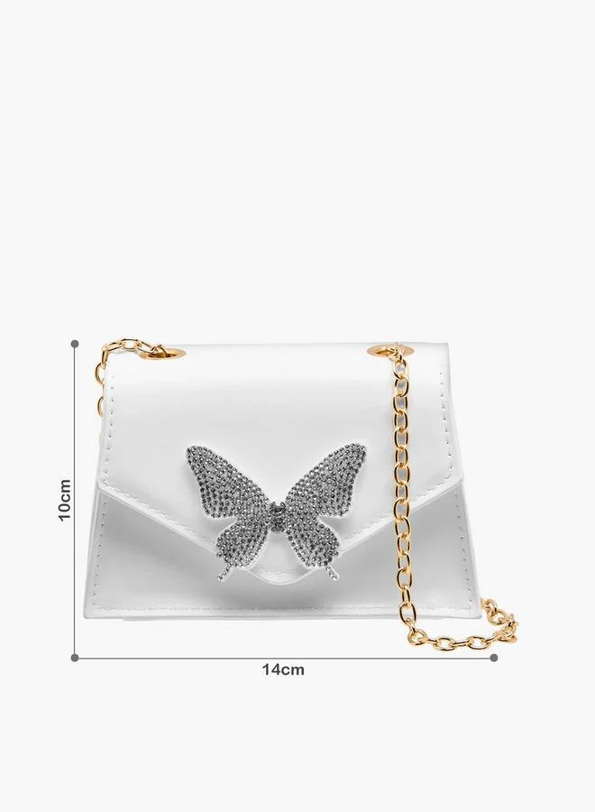 Flora Bella By Shoexpress Flora Bella Butterfly Embellished Crossbody Bag with Chain Strap Ramadan Collection