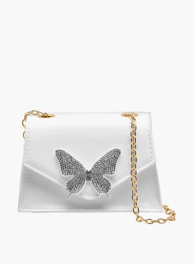 Flora Bella By Shoexpress Flora Bella Butterfly Embellished Crossbody Bag with Chain Strap Ramadan Collection