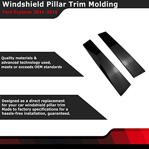 FEXON Front Driver & Passenger Side Door Outer B Pillar Trim Molding kit Fit for Ford Explorer Base Limited XLT Platinum Sport 2011 2012 2013 2014 2015 2016 Replaces 926-448 926-449 (Left & Right 2pc) - Image 3