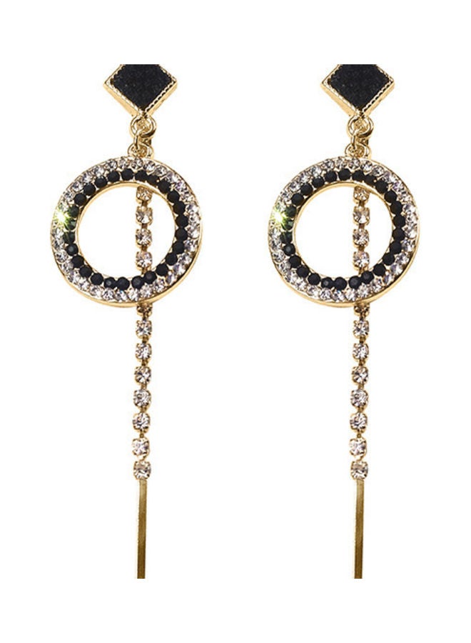 J&J 925 Silver Needle Circle Korean Asymmetric Long Tassel Earrings - Image 1
