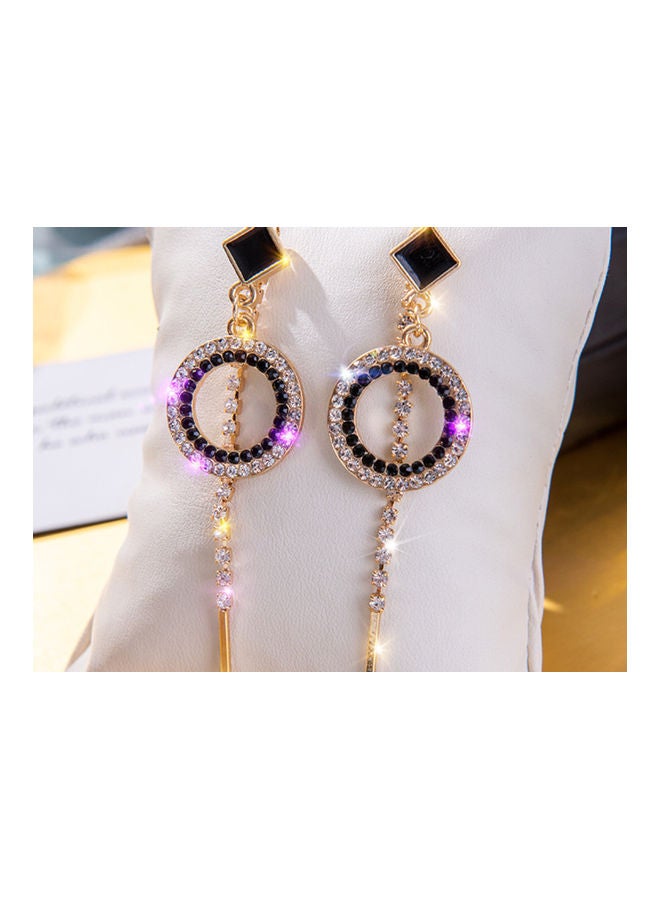 J&J 925 Silver Needle Circle Korean Asymmetric Long Tassel Earrings - Image 2