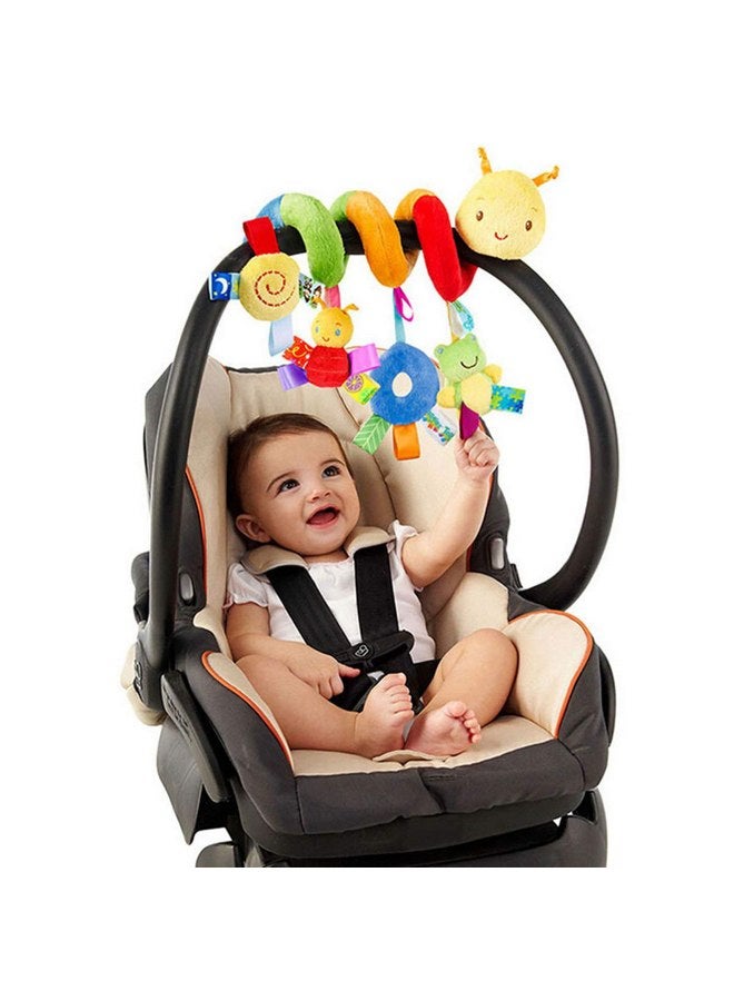 ifundom Car Seat Toys, Toys for Car Seat Crib Mobile Bed Around Rattle Bell Cartoon Insect Stroller Hanging Stuffed Wrap Spiral Safety Plush Toys for Crib Bed Stroller Car Seat Bar - Image 1