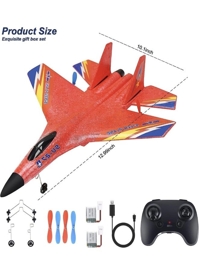ZODAN Remote Control Plane Aircraft 2.4G Glider Easy to Fly Remote Control Fighter EPP Foam RC Aircraft with Automatic Balance Gyroscope for Adult Kids (Red) - Image 2