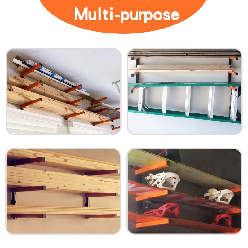 Ultrawall Wall Mount Wood Organizer and Lumber Storage Metal Rack with 3-Level - Indoor & Outdoor Use, 4 Pack - Image 4