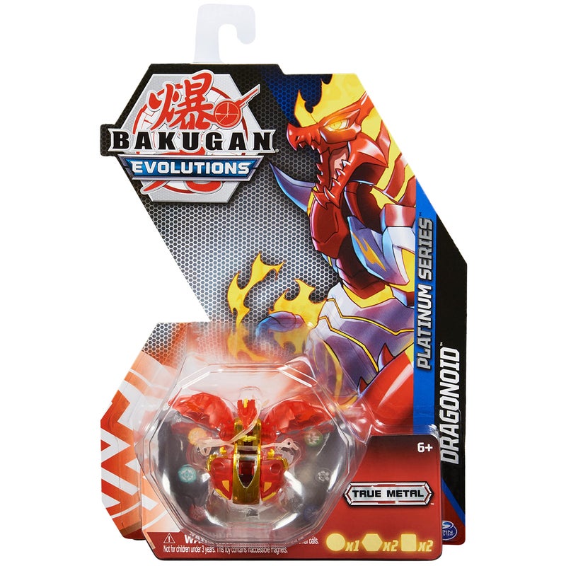 Bakugan Evolutions, Dragonoid (Red), Platinum Series True Metal Bakugan, 2 BakuCores and Character Card, Kids Toys for Boys, Ages 6 and Up - Image 1