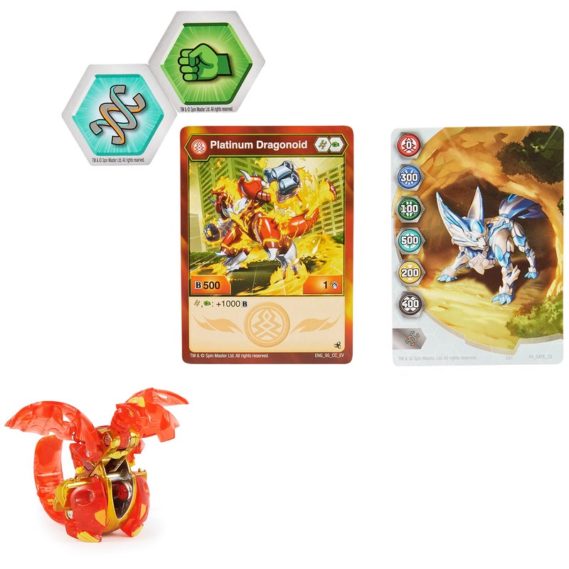 Bakugan Evolutions, Dragonoid (Red), Platinum Series True Metal Bakugan, 2 BakuCores and Character Card, Kids Toys for Boys, Ages 6 and Up - Image 2
