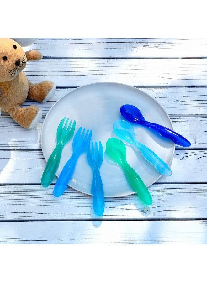 Youngever 18 Pcs Plastic Toddler Utensils, Plastic Kids Forks Kids Spoons, Large Size, Set of 9 in 9 Coastal Colors - Image 4