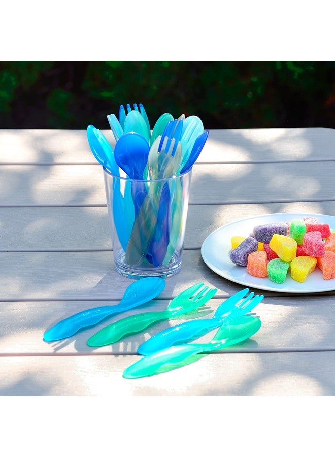 Youngever 18 Pcs Plastic Toddler Utensils, Plastic Kids Forks Kids Spoons, Large Size, Set of 9 in 9 Coastal Colors - Image 3