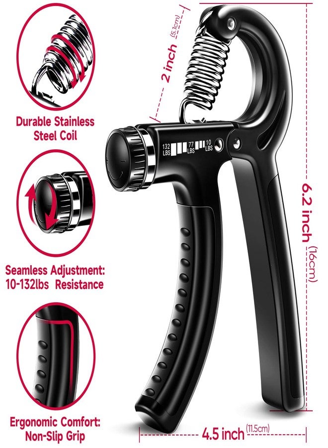 FitBeast Grip Strengthener Forearm Strengthener Hand Grips Strengthener Kit - 5 Pack Adjustable Resistance (Black) - Image 2