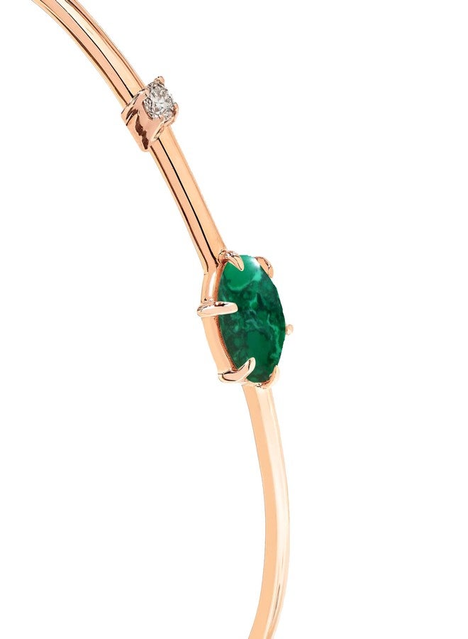 مينوتيا سوار مينوتيا بيضاوي الشكل مرصع بحجر اليشم الأخضر - ذهبي وردي | حلقة قابلة للتعديل والتمديد للسلسلة | هدية مثالية لها/للفتاة/للسيدات - Image 4