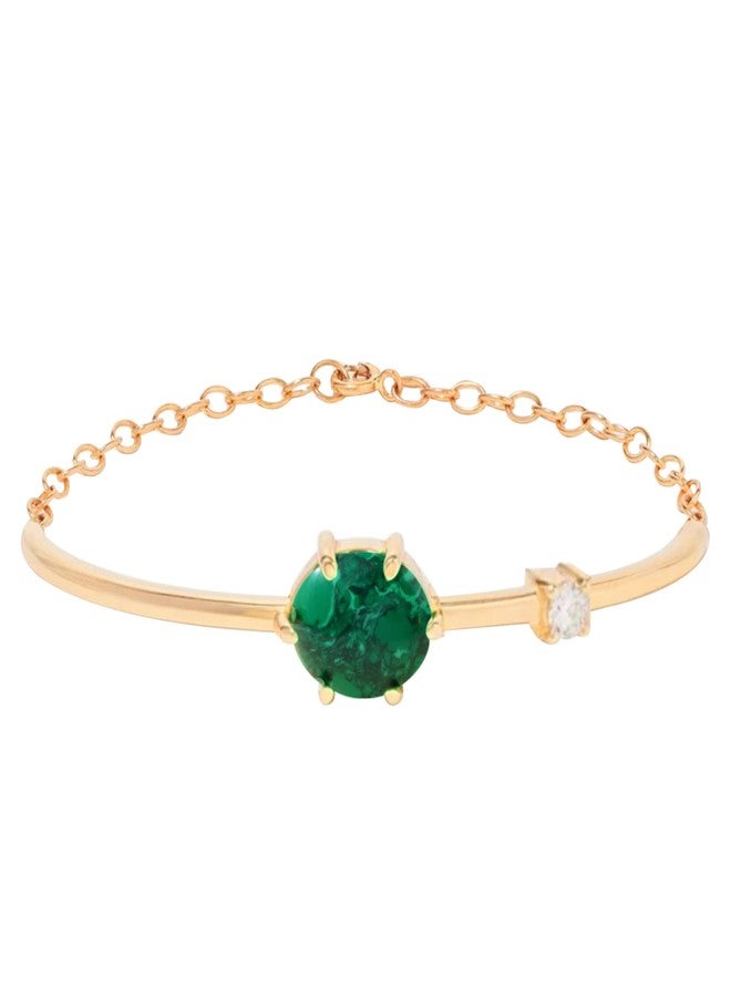 مينوتيا سوار مينوتيا بيضاوي الشكل مرصع بحجر اليشم الأخضر - ذهبي وردي | حلقة قابلة للتعديل والتمديد للسلسلة | هدية مثالية لها/للفتاة/للسيدات - Image 1