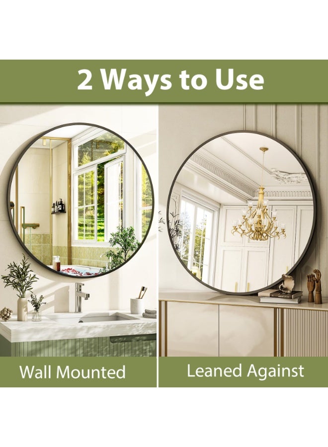 تايمي مرآة تزيين بتصميم أنيق 50سم - مرآة مكياج بإطار معدني أسود لغرفة الملابس وغرفة المعيشة وغرفة النوم والديكور - Image 5