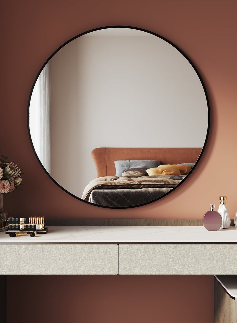 تايمي مرآة تزيين بتصميم أنيق 50سم - مرآة مكياج بإطار معدني أسود لغرفة الملابس وغرفة المعيشة وغرفة النوم والديكور - Image 3