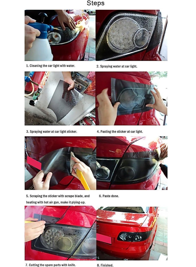 MUNTAQI 2 Rolls Car Light Film Self Adhesive Cat Eye Car Light Tint Vinyl Film Auto Headlight Taillight Foglight Decorative Sticker Wrap Lamp Tint Film 30*150cm - Image 3