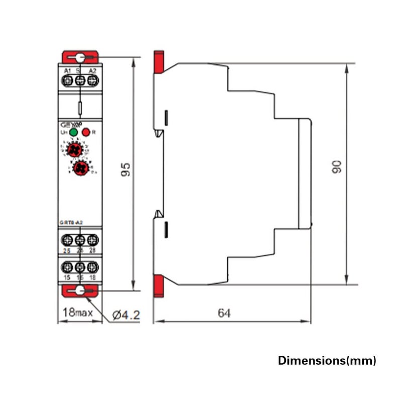 Wal front GRT8-B1 AC/DC 12V~240V Delay Time Relay Mini Power Off Delay Time Relay DIN Rail Type with LED Indicators Single Function Power Off Delay Relay - Image 3