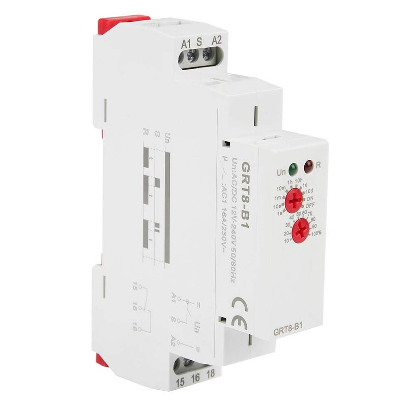 Wal front GRT8-B1 AC/DC 12V~240V Delay Time Relay Mini Power Off Delay Time Relay DIN Rail Type with LED Indicators Single Function Power Off Delay Relay - Image 1