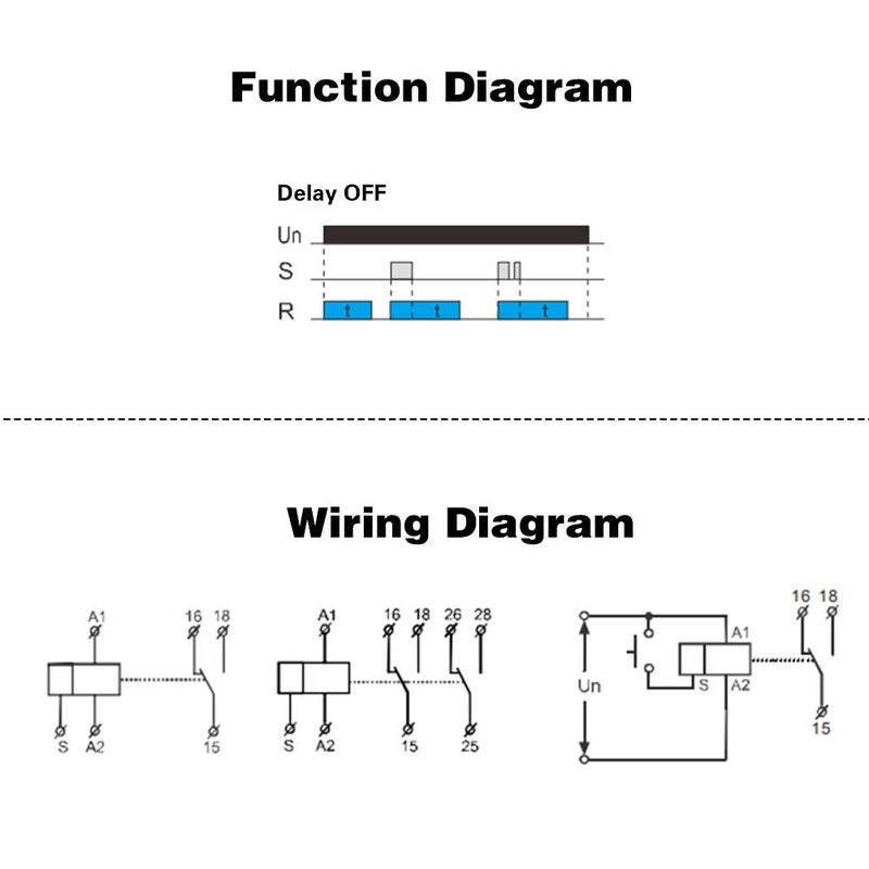 Wal front GRT8-B1 AC/DC 12V~240V Delay Time Relay Mini Power Off Delay Time Relay DIN Rail Type with LED Indicators Single Function Power Off Delay Relay - Image 5