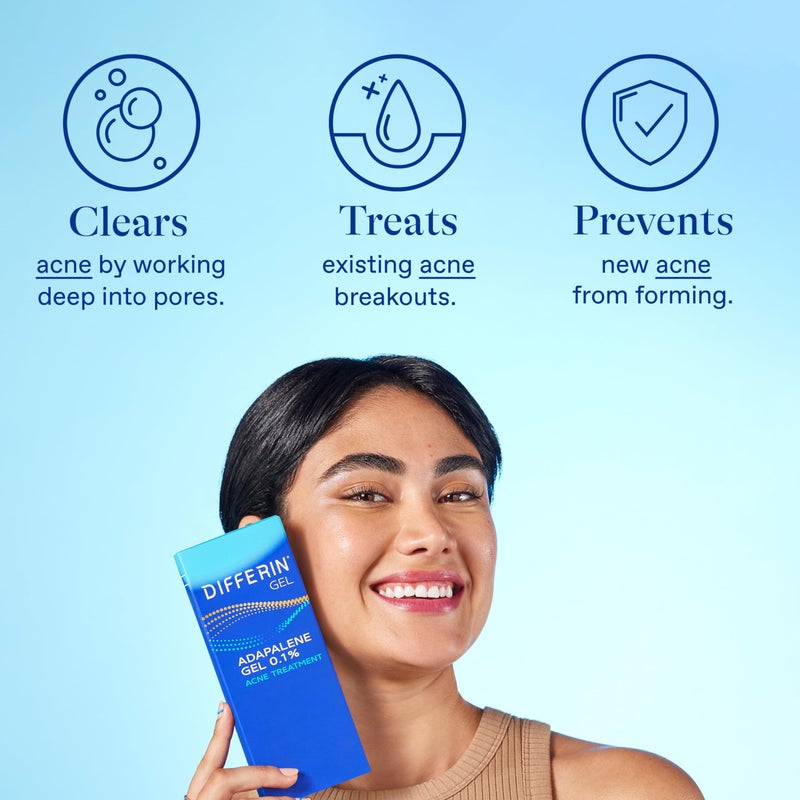 Differin Acne Treatment Gel, 60 Day Supply, Retinoid Treatment for Face with 0.1% Adapalene, Gentle Skin Care for Acne Prone Sensitive Skin, 15g Tube (Pack of 2) (Packaging May Vary) - Image 2