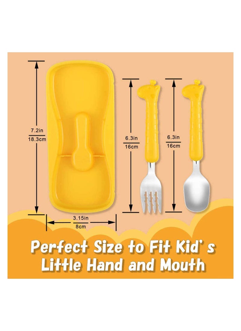 Y&D - Toddler Fork and Spoon Set Baby Silverware Stainless Steel Kid Utensils Child Flatware for Self Feeding Age 3+ - Image 1
