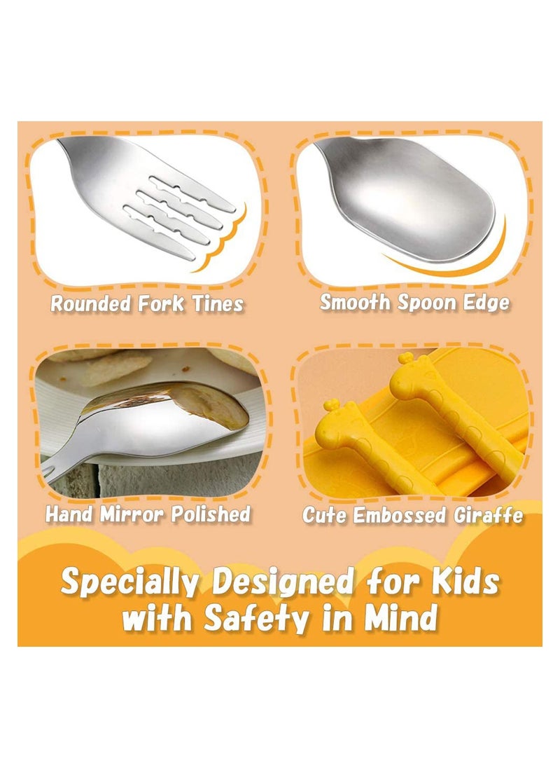 Y&D - Toddler Fork and Spoon Set Baby Silverware Stainless Steel Kid Utensils Child Flatware for Self Feeding Age 3+ - Image 1