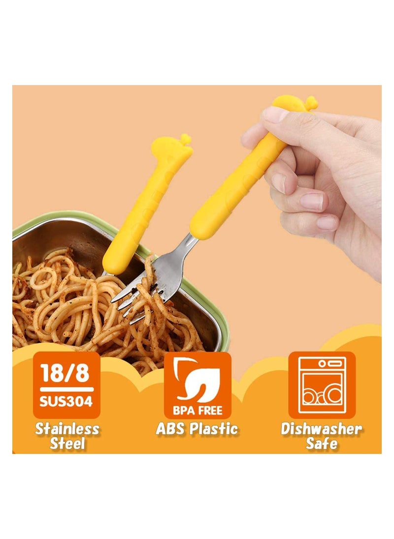 Y&D - Toddler Fork and Spoon Set Baby Silverware Stainless Steel Kid Utensils Child Flatware for Self Feeding Age 3+ - Image 1