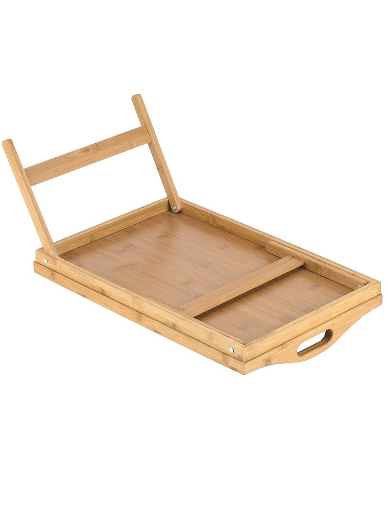 SAQOWARE Breakfast in Bed Tray Table with Folding Legs | Bed Table Laptop Desk- Portable Breakfast Serving Tray | Bamboo Bed Tray with Legs | Bamboo Laptop Table-Laptop Table on Bed  - Image 5
