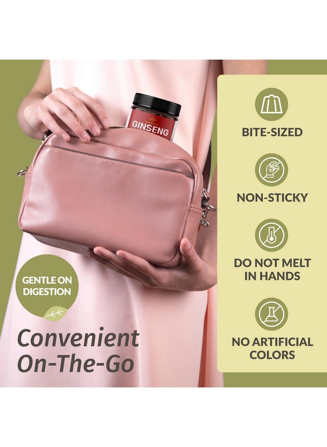 HERBAMAMA Panax Ginseng Gummies - 1500mg Korean Red Ginseng Root for Energy Support - Vegan, Non-GMO Red Panax Immune Support Supplement - 60 Pectin-Based Strawberry-Flavored Chews - Image 5